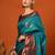 Light blue pure silk printed zari work saree with blouse