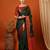 Dark green pure silk printed zari work saree with blouse