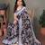 Pink georgette printed zari work saree with blouse