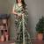 Green georgette printed zari work saree with blouse