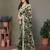 Green georgette printed zari work saree with blouse