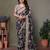 Grey georgette printed zari work saree with blouse
