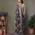 Grey georgette printed zari work saree with blouse