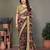 Pink georgette printed zari work saree with blouse
