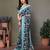 Dark blue georgette printed zari work saree with blouse