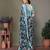 Dark blue georgette printed zari work saree with blouse