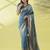 Light blue pure silk woven zari work saree with blouse