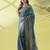 Light blue pure silk woven zari work saree with blouse