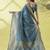 Light blue pure silk woven zari work saree with blouse
