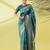 Light blue pure silk woven zari work saree with blouse