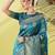 Light blue pure silk woven zari work saree with blouse