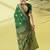 Green pure silk woven zari work saree with blouse
