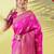 Pink pure silk woven zari work saree with blouse