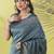 Light blue pure silk woven zari work saree with blouse