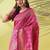 Pink pure silk woven zari work saree with blouse