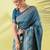 Light blue pure silk woven zari work saree with blouse