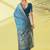 Light blue pure silk woven zari work saree with blouse