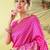 Pink pure silk woven zari work saree with blouse