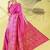 Pink pure silk woven zari work saree with blouse