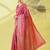 Pink pure silk woven zari work saree with blouse