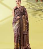 Green pure silk woven zari work saree with blouse