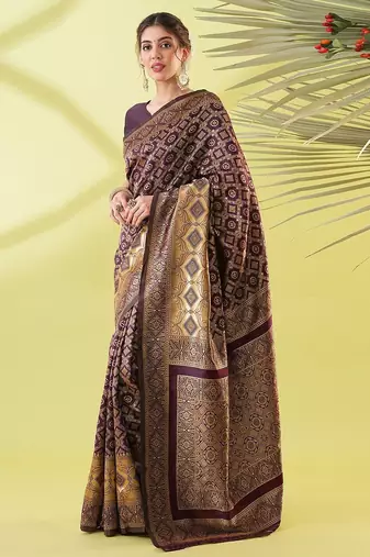 Green pure silk woven zari work saree with blouse