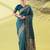 Light blue pure silk woven zari work saree with blouse