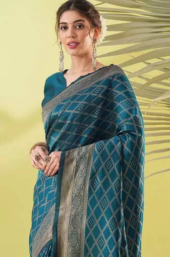 Light blue pure silk woven zari work saree with blouse