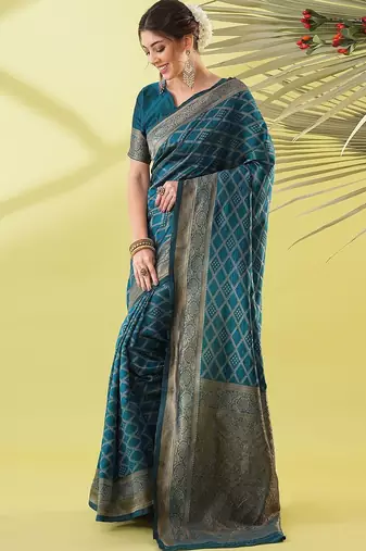 Light blue pure silk woven zari work saree with blouse