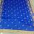 Blue embroidered satin saree with blouse