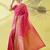 Pink pure silk woven zari work saree with blouse