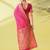 Pink pure silk woven zari work saree with blouse