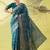 Light blue pure silk woven zari work saree with blouse