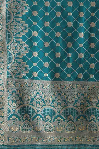 Light blue pure silk woven zari work saree with blouse