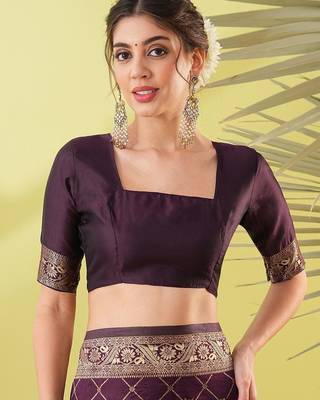 Magenta pure silk woven zari work saree with blouse 5