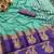 Light blue blended cotton woven zari work saree with blouse