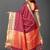 Red pure silk woven zari work saree with blouse