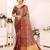 Beige blended cotton woven zari work saree with blouse