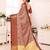 Beige blended cotton woven zari work saree with blouse