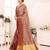 Beige blended cotton woven zari work saree with blouse