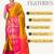 Gold pink blended cotton woven zari work saree with blouse