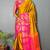 Gold pink blended cotton woven zari work saree with blouse