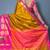 Gold pink blended cotton woven zari work saree with blouse