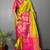 Light green pink blended cotton woven zari work saree with blouse