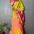 Light green pink blended cotton woven zari work saree with blouse