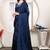 Dark blue satin woven zari work saree with blouse