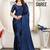 Dark blue satin woven zari work saree with blouse