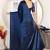 Dark blue satin woven zari work saree with blouse