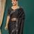 Black satin woven zari work saree with blouse