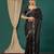Black satin woven zari work saree with blouse